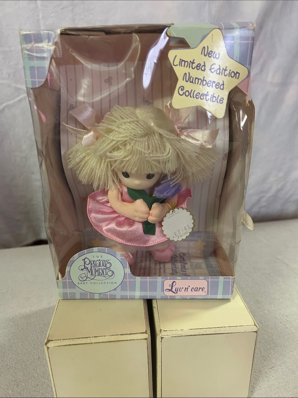 Precious Moments Pink Dress Blonde Hair Girl Figurine Plush Doll